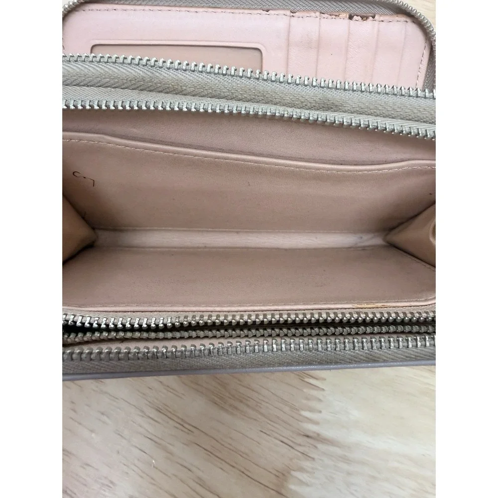 COACH Medium Zip Around Wallet Smooth Leather Light Grey #66